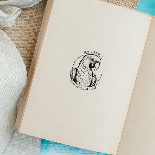 Custom Ex Libris Parrot Bird, Library Animal Gummistempel (Von Creator hochgeladen)
