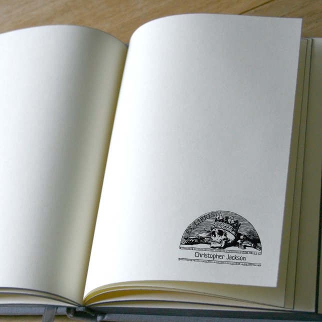 Custom Ex Libris Skull mit Crown, Vintag Gummistempel (Von Creator hochgeladen)