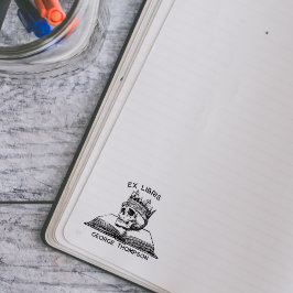 Custom Ex Libris Vintag King Skull Library Book Gummistempel
