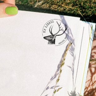 Custom Ex Libris, Vintages Hirschbuch Gummistempel