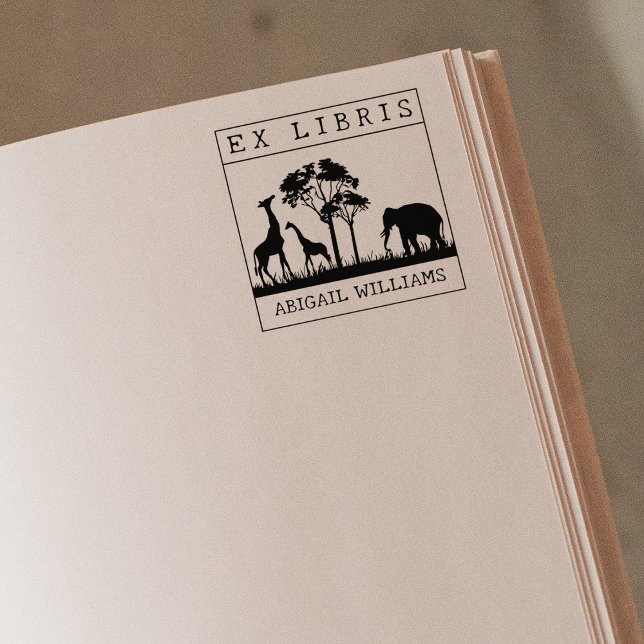 Custom Ex Libris, Wild Animals Africa Book Gummistempel (Von Creator hochgeladen)