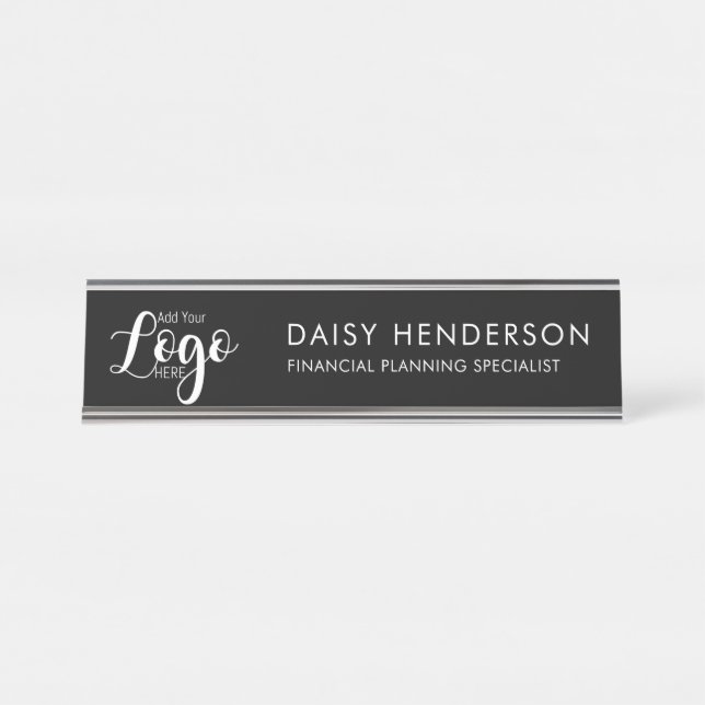 Custom Executive Desk Name Plate with Logo – Schreibtischnamensplakette (Vorderseite )