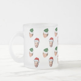 Custom Face 2 Fotos Weihnachtsmannmütze Weihnachts Mattglastasse