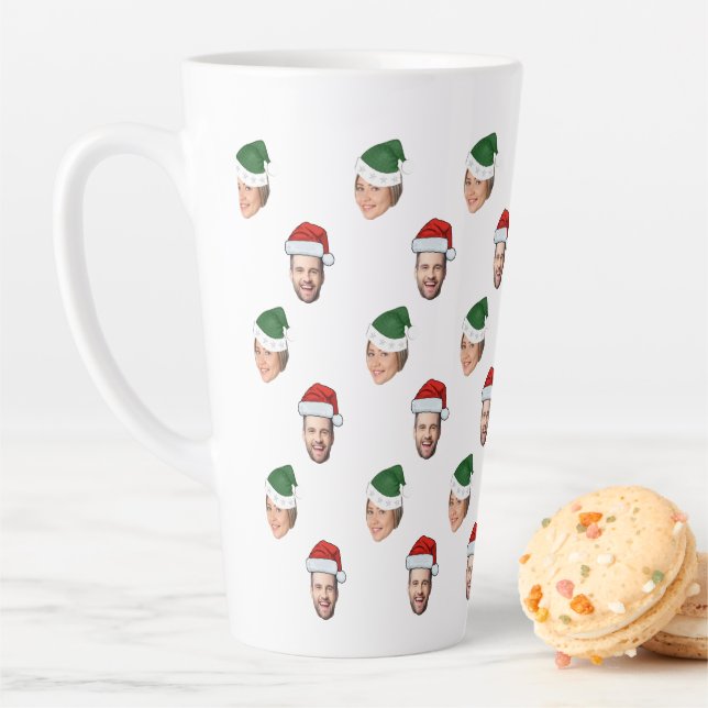 Custom Face 2 Fotos Weihnachtsmannmütze Weihnachts Milchtasse (Beispiel)