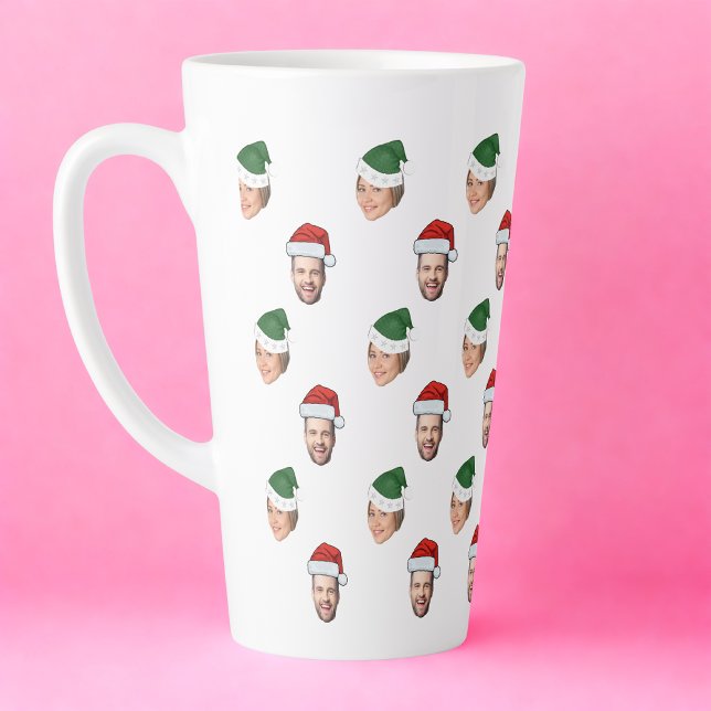 Custom Face 2 Fotos Weihnachtsmannmütze Weihnachts Milchtasse (Von Creator hochgeladen)