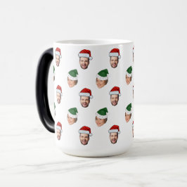 Custom Face 2 Fotos Weihnachtsmannmütze Weihnachts Verwandlungstasse