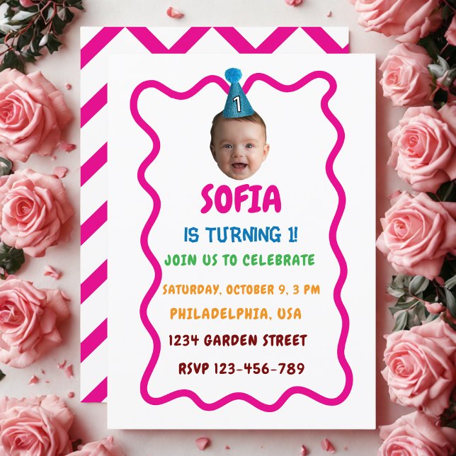 Custom Face Birthday Einladung mit Party Hat (Von Creator hochgeladen)