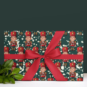 Custom Face Foto Christmas Nutcracker Geschenkwrak Geschenkpapier