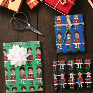 Custom Face Foto Elf Weihnachten Personalisiertes  Geschenkpapier Set