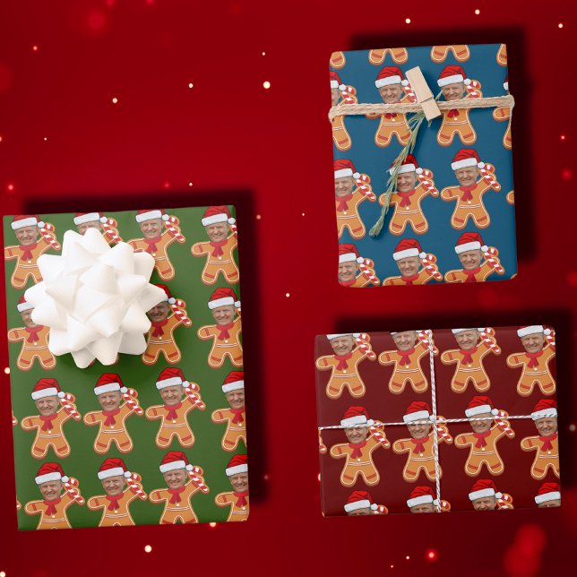 Custom Face Foto Gingerbread Funny Trump Geschenkpapier Set (Von Creator hochgeladen)