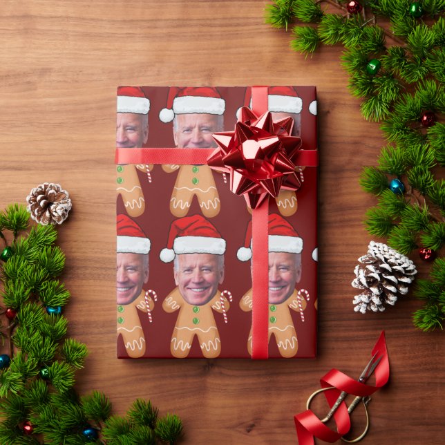 Custom Face Foto Gingerbread Joe biden Weihnachten Geschenkpapier (Feiertagsgeschenk)