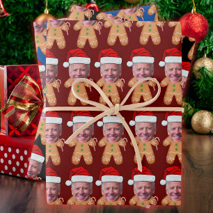 Custom Face Foto Gingerbread Joe biden Weihnachten Geschenkpapier Set