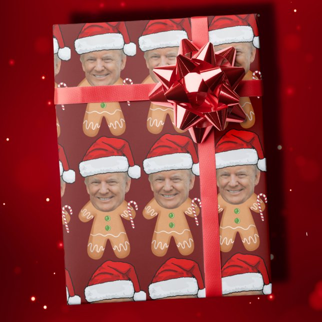 Custom Face Foto Gingerbrei Trump Weihnachten Geschenkpapier (Von Creator hochgeladen)