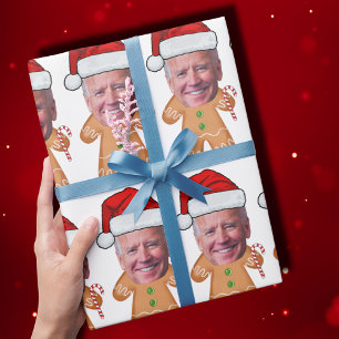 Custom Face Foto Gingerbrot Funny Joe biden Xmas Geschenkpapier
