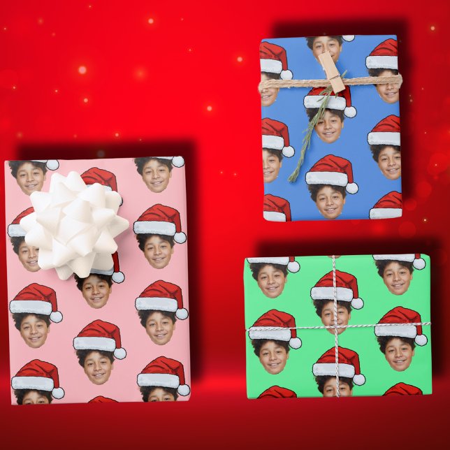 Custom Face Foto Santa Face Geschenkpapier Set (Von Creator hochgeladen)