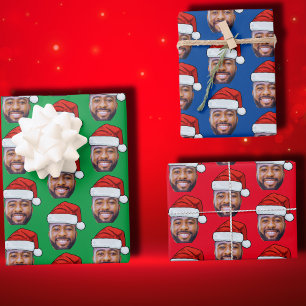 Custom Face Foto Santa Face Hat Geschenkpapier Set