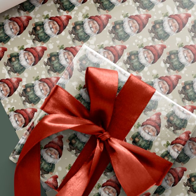 Custom Face Foto Weihnachtsgnomen Wrapping Paper Geschenkpapier (Von Creator hochgeladen)