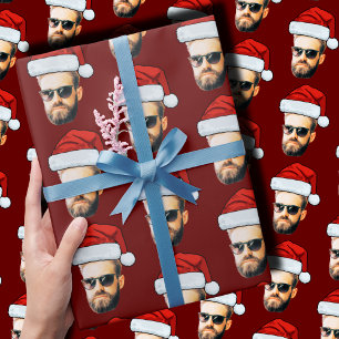 Custom Face Foto Weihnachtsmannmütze Weihnachten Geschenkpapier