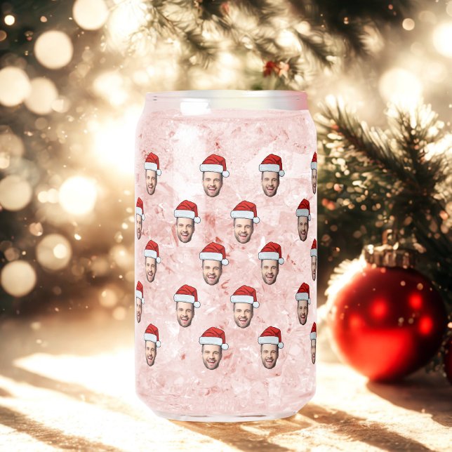 Custom Face Foto Weihnachtsmannmütze Weihnachtsges Dosenglas (Von Creator hochgeladen)