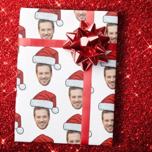 Custom Face Foto Weihnachtsmannmütze Weihnachtsges Geschenkpapier