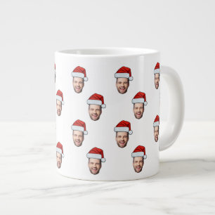 Custom Face Foto Weihnachtsmannmütze Weihnachtsges Jumbo-Tasse