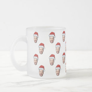 Custom Face Foto Weihnachtsmannmütze Weihnachtsges Mattglastasse
