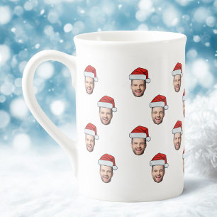 Custom Face Foto Weihnachtsmannmütze Weihnachtsges Prozellantasse