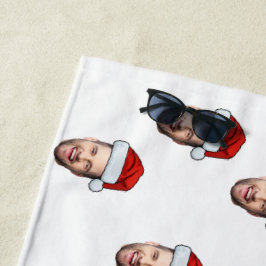 Custom Face Foto Weihnachtsmannmütze Weihnachtsges Strandtuch