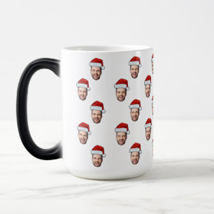 Custom Face Foto Weihnachtsmannmütze Weihnachtsges Verwandlungstasse