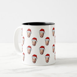 Custom Face Foto Weihnachtsmannmütze Weihnachtsges Zweifarbige Tasse