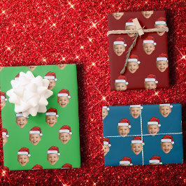 Custom Face Head Santa Claus Hat Weihnachtsgeschen Geschenkpapier Set