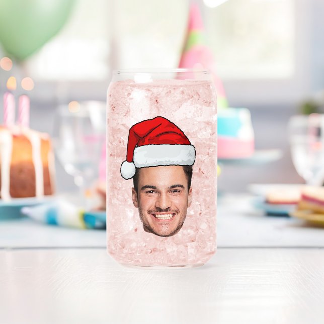 Custom Face Photo Santa Hat Christmas Dosenglas (Insitu (Geburtstag))