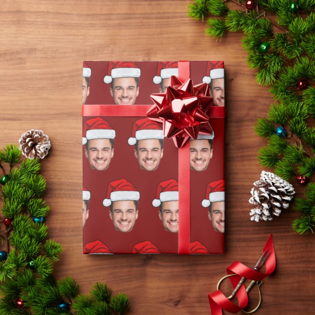 Custom Face Photo Santa Hat Christmas Gift Geschenkpapier (Feiertagsgeschenk)