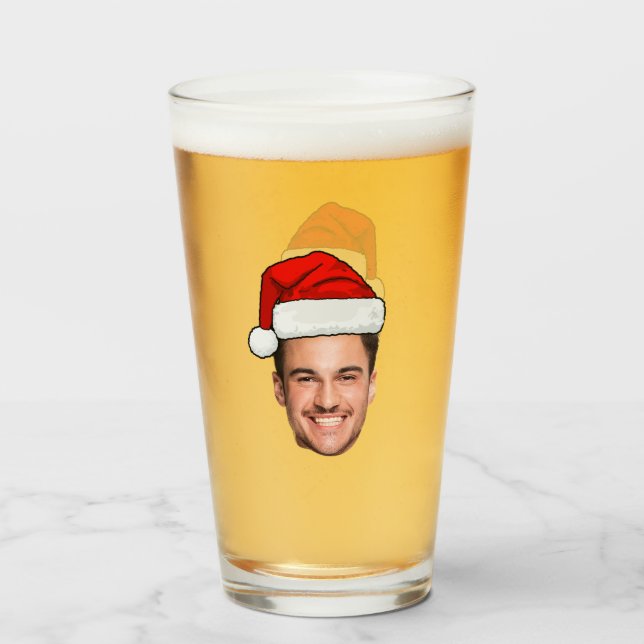 Custom Face Photo Santa Hat Christmas Glas (Vorne (Gefüllt))