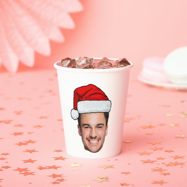 Custom Face Photo Santa Hat Christmas Pappbecher (Insitu)