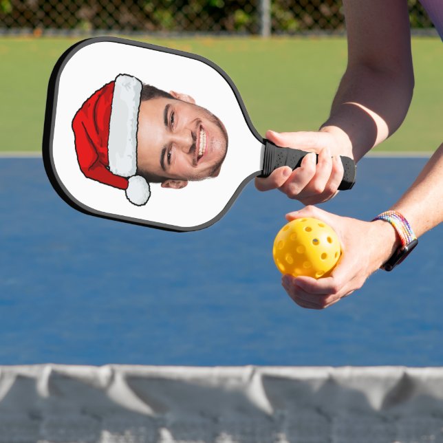 Custom Face Photo Santa Hat Christmas Pickleball Schläger (InSitu)