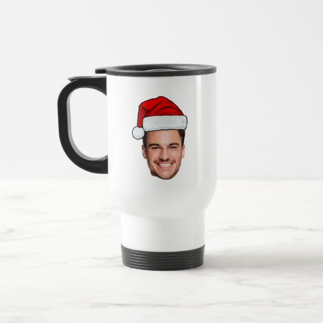Custom Face Photo Santa Hat Christmas Reisebecher (Links)