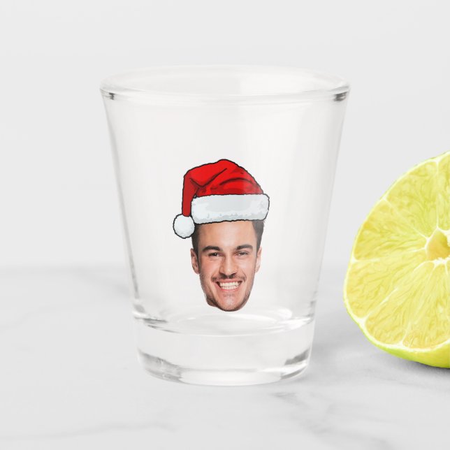 Custom Face Photo Santa Hat Christmas Schnapsglas (Vorderseite)