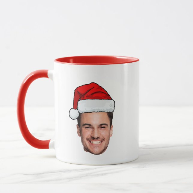 Custom Face Photo Santa Hat Christmas Tasse (Links)