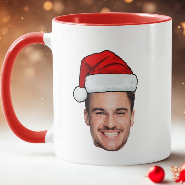 Custom Face Photo Santa Hat Christmas Tasse (Von Creator hochgeladen)