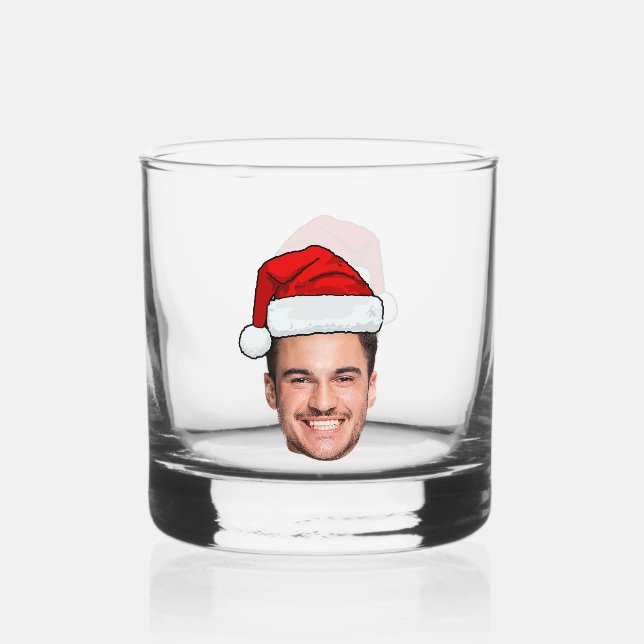 Custom Face Photo Santa Hat Christmas Whiskyglas (Rückseite)