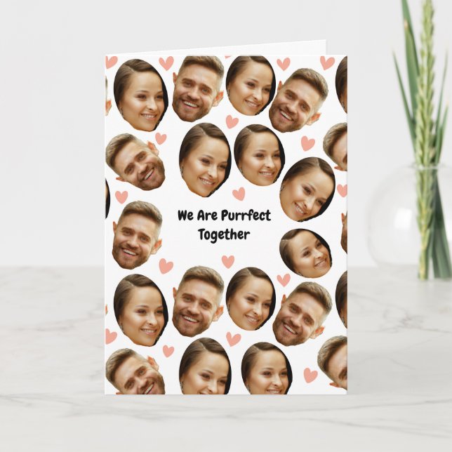 Custom Face Picture Heart Funny Couple Card Dankeskarte (Vorderseite)