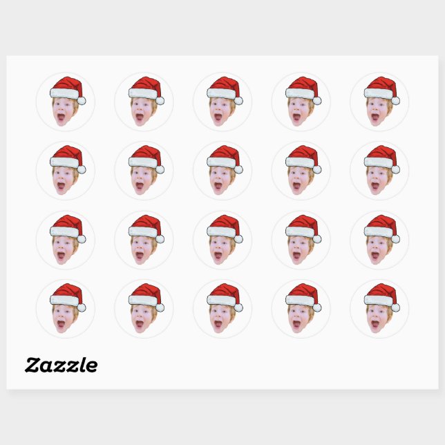 Custom Face Santa Hat Stickers, Photo Christmas Runder Aufkleber (Blatt)