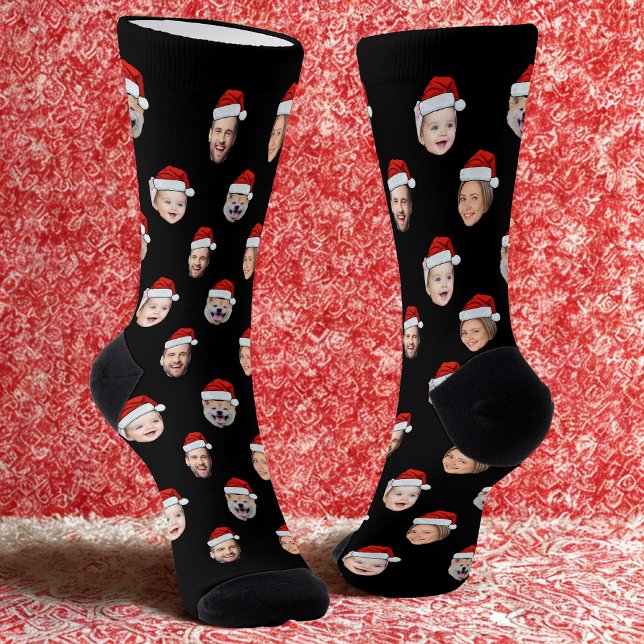 Custom Face Socks, Santa Hat 4 Photos Christmas Socken (Von Creator hochgeladen)