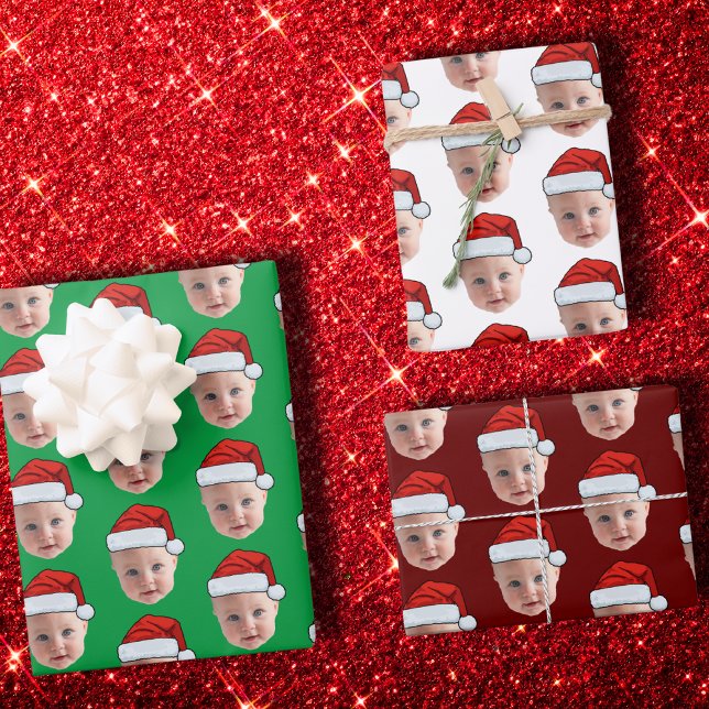 Custom Face Weihnachtsmannmütze Funny Christmas Fa Geschenkpapier Set (Von Creator hochgeladen)