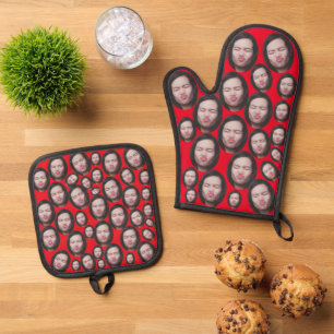 Custom Faces Foto Backgeschenk Küche Kochen GRILLE Ofenhandschuh & Topflappen-Set