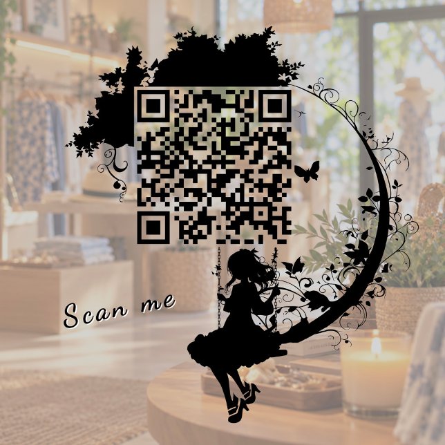 Custom Fairy Tale Magic Tree Silhouette QR Code Fensteraufkleber (Von Creator hochgeladen)