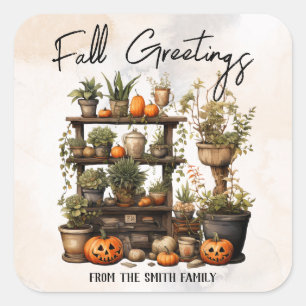 Custom Fall Greetings Quadratischer Aufkleber