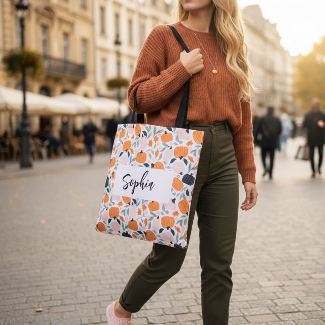 Custom Fall Pumpkin Tote Beutel mit Namen (Von Creator hochgeladen)