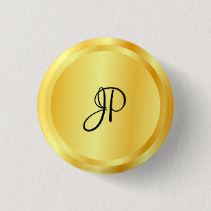 Custom Falsch Gold Metallic Look Monogram Elegant Button